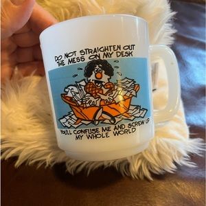 Vintage 1980 "Messy desk" Glasbake Funny Coffee Mug No Chips Cup.